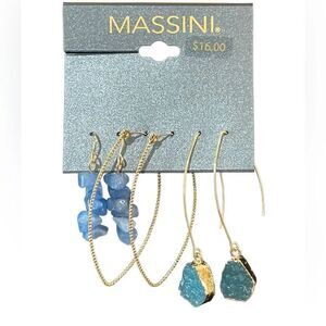 NWT Massini Multi Set Gold Tone and Stone Drop Earrings
